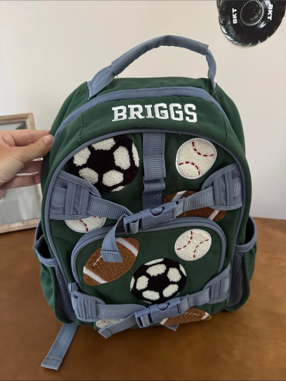 Pottery Barn Kids Sports Green Backpack with Gray Trim